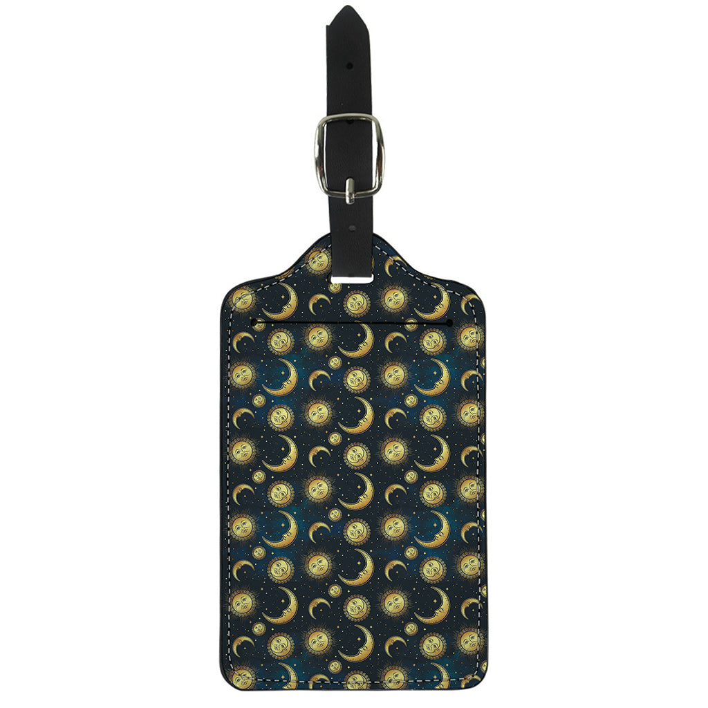 Vintage Moon And Sun Pattern Print Luggage Tag