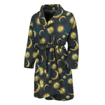 Vintage Moon And Sun Pattern Print Men's Bathrobe