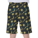 Vintage Moon And Sun Pattern Print Men's Beach Shorts