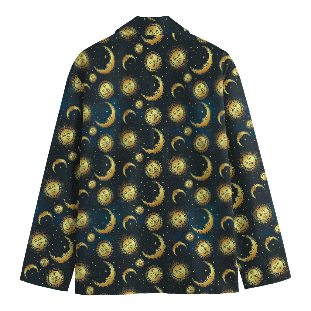 Vintage Moon And Sun Pattern Print Men's Blazer