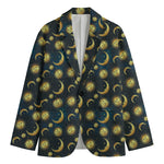 Vintage Moon And Sun Pattern Print Men's Cotton Blazer
