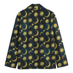 Vintage Moon And Sun Pattern Print Men's Cotton Blazer