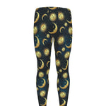 Vintage Moon And Sun Pattern Print Men's leggings