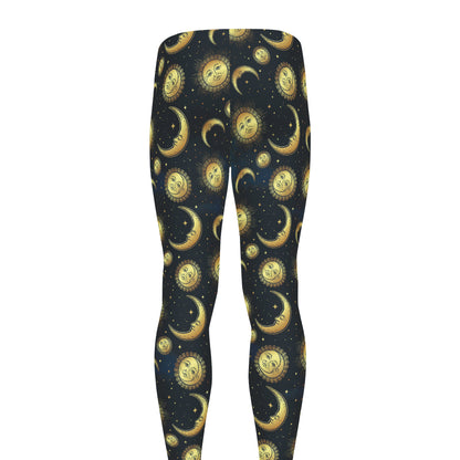 Vintage Moon And Sun Pattern Print Men's leggings