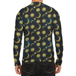 Vintage Moon And Sun Pattern Print Men's Long Sleeve Rash Guard