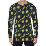 Vintage Moon And Sun Pattern Print Men's Long Sleeve T-Shirt