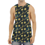 Vintage Moon And Sun Pattern Print Men's Muscle Tank Top