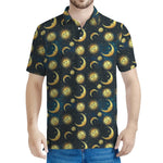 Vintage Moon And Sun Pattern Print Men's Polo Shirt