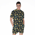 Vintage Moon And Sun Pattern Print Men's Rompers