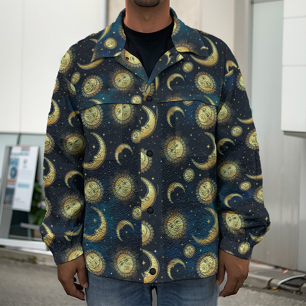 Vintage Moon And Sun Pattern Print Men's Shirt Jacket