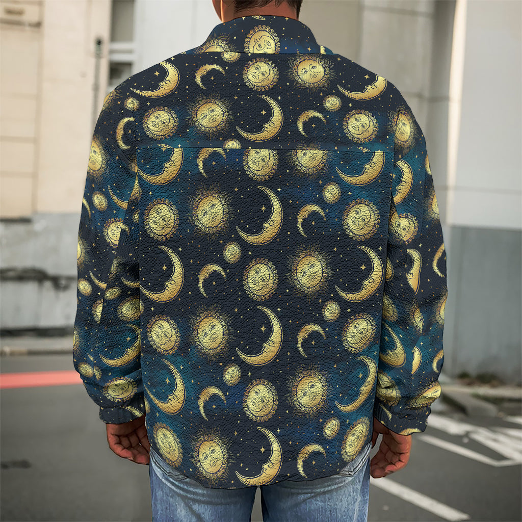 Vintage Moon And Sun Pattern Print Men's Shirt Jacket