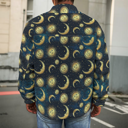 Vintage Moon And Sun Pattern Print Men's Shirt Jacket