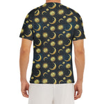 Vintage Moon And Sun Pattern Print Men's Short Sleeve Rash Guard