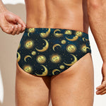 Vintage Moon And Sun Pattern Print Men's Swim Briefs