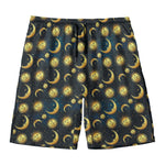 Vintage Moon And Sun Pattern Print Men's Swim Trunks