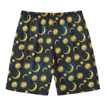Vintage Moon And Sun Pattern Print Men's Swim Trunks