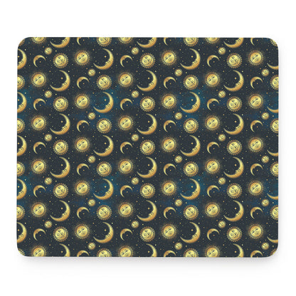 Vintage Moon And Sun Pattern Print Mouse Pad