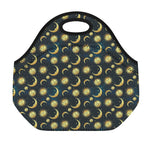 Vintage Moon And Sun Pattern Print Neoprene Lunch Bag