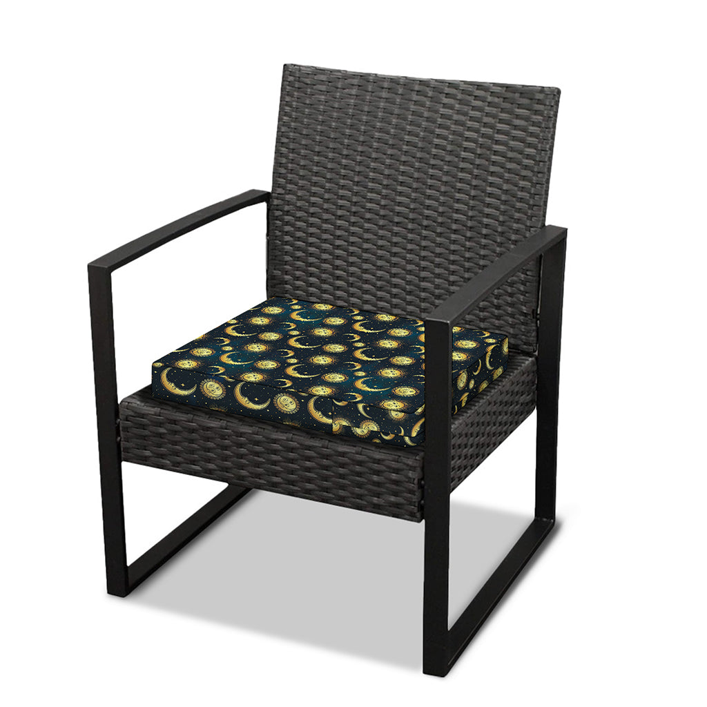 Vintage Moon And Sun Pattern Print Outdoor Seat Cushion Cover