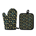 Vintage Moon And Sun Pattern Print Oven Mitt And Pot Holder Set