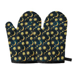 Vintage Moon And Sun Pattern Print Oven Mitts