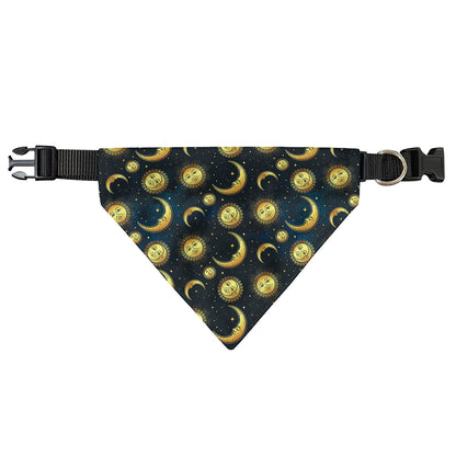 Vintage Moon And Sun Pattern Print Over The Collar Dog Bandana