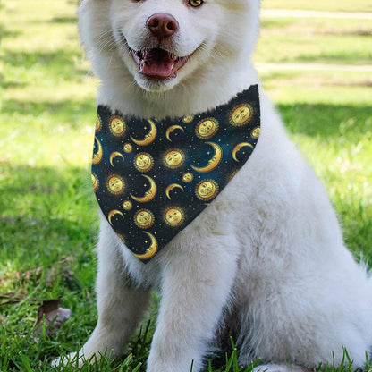 Vintage Moon And Sun Pattern Print Over The Collar Dog Bandana