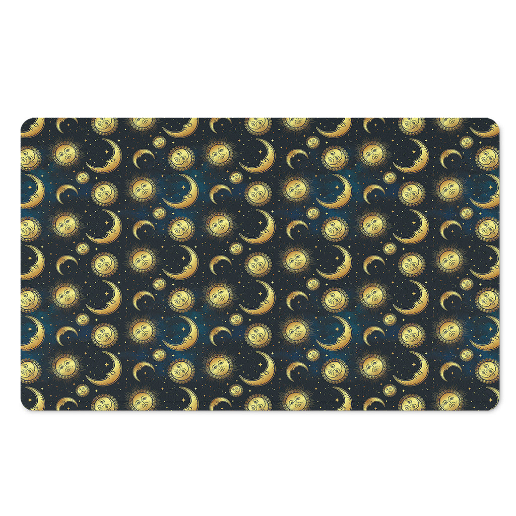 Vintage Moon And Sun Pattern Print Polyester Doormat