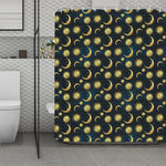 Vintage Moon And Sun Pattern Print Polyester Shower Curtain