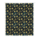 Vintage Moon And Sun Pattern Print Polyester Shower Curtain