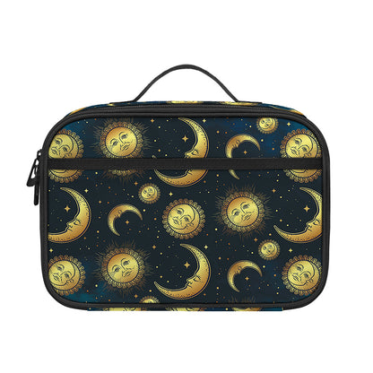 Vintage Moon And Sun Pattern Print Portable Lunch Bag