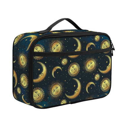Vintage Moon And Sun Pattern Print Portable Lunch Bag