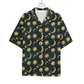 Vintage Moon And Sun Pattern Print Rayon Hawaiian Shirt