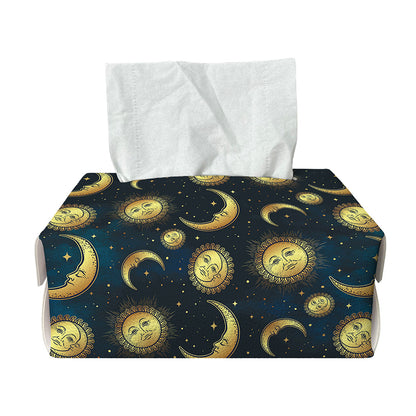 Vintage Moon And Sun Pattern Print Rectangle Tissue Box Cover