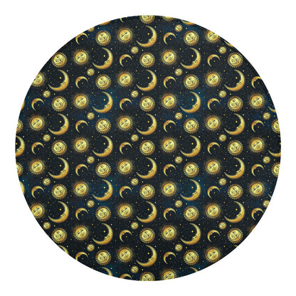Vintage Moon And Sun Pattern Print Round Blanket