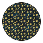 Vintage Moon And Sun Pattern Print Round Floor Mat