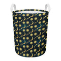 Vintage Moon And Sun Pattern Print Round Laundry Basket