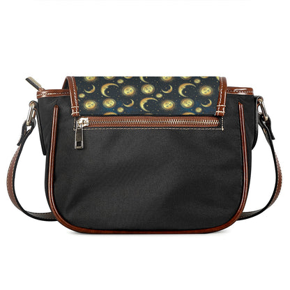 Vintage Moon And Sun Pattern Print Saddle Bag