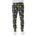 Vintage Moon And Sun Pattern Print Scuba Joggers
