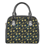Vintage Moon And Sun Pattern Print Shoulder Handbag