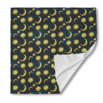 Vintage Moon And Sun Pattern Print Silk Bandana