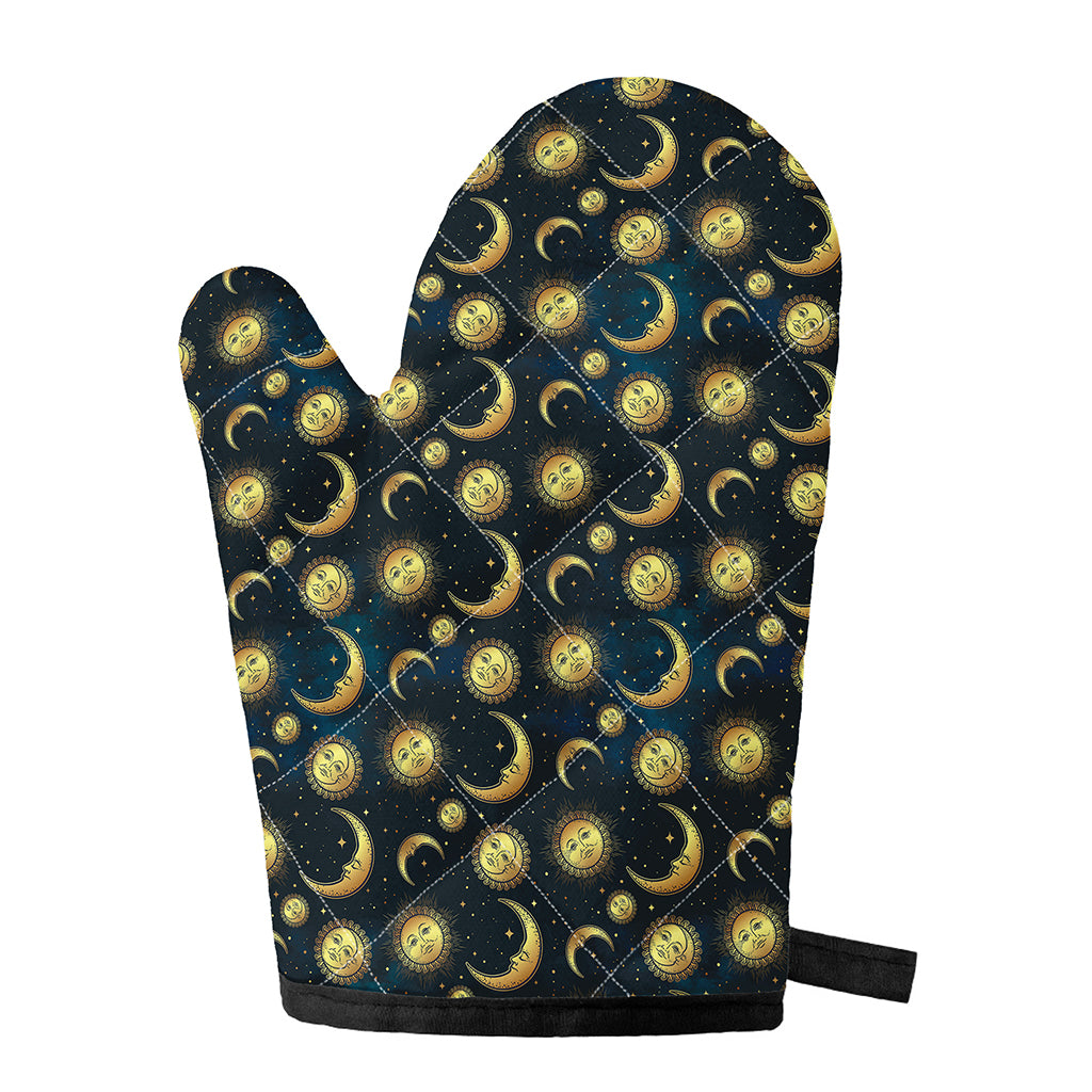 Vintage Moon And Sun Pattern Print Single Oven Mitt