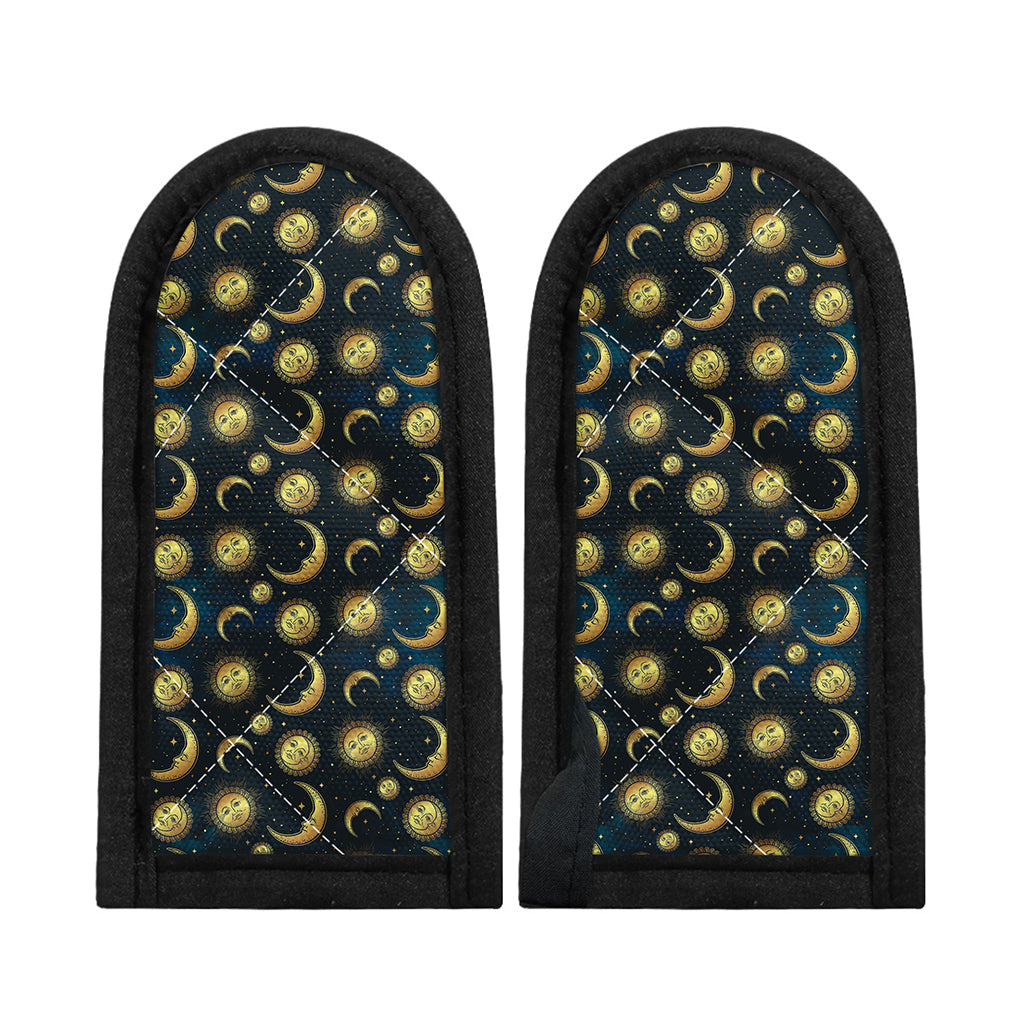 Vintage Moon And Sun Pattern Print Skillet Handle Cover