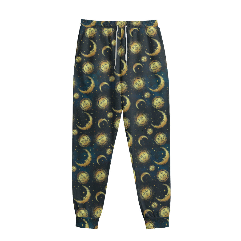 Vintage Moon And Sun Pattern Print Sweatpants
