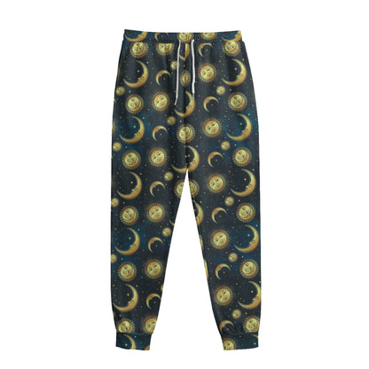 Vintage Moon And Sun Pattern Print Sweatpants
