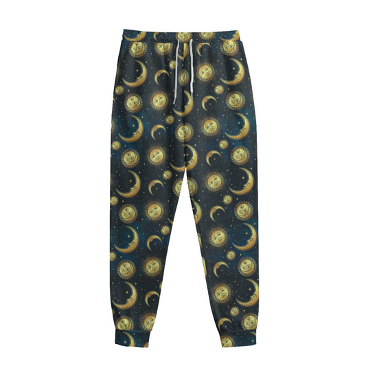 Vintage Moon And Sun Pattern Print Sweatpants