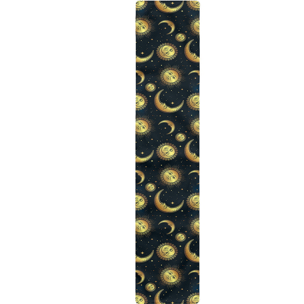 Vintage Moon And Sun Pattern Print Table Runner