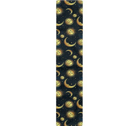 Vintage Moon And Sun Pattern Print Table Runner