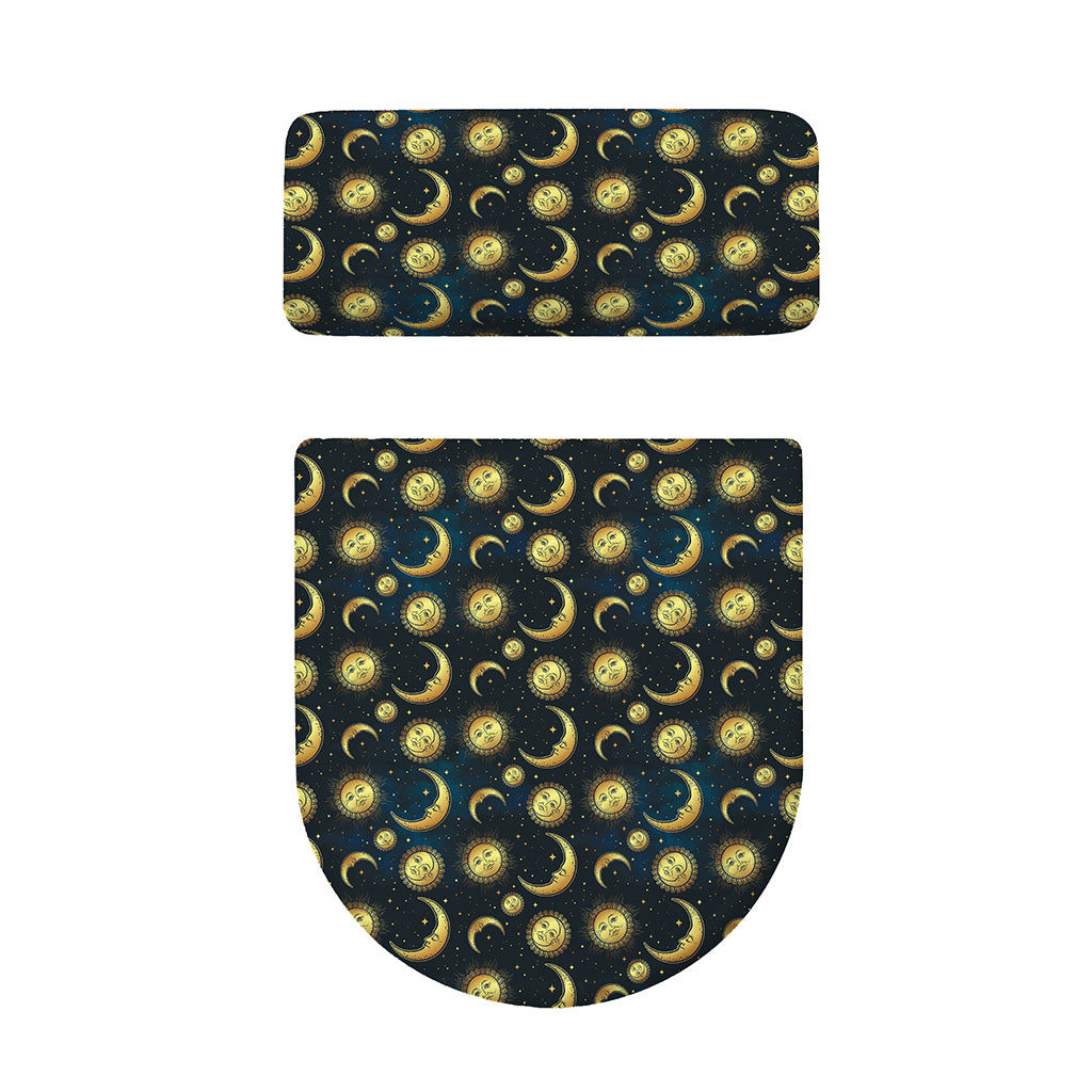 Vintage Moon And Sun Pattern Print Toilet Lid And Tank Cover Set