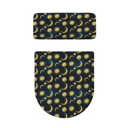 Vintage Moon And Sun Pattern Print Toilet Lid And Tank Cover Set